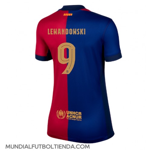 Camiseta Barcelona Robert Lewandowski #9 Primera Equipación Replica 2024-25 para mujer mangas cortas